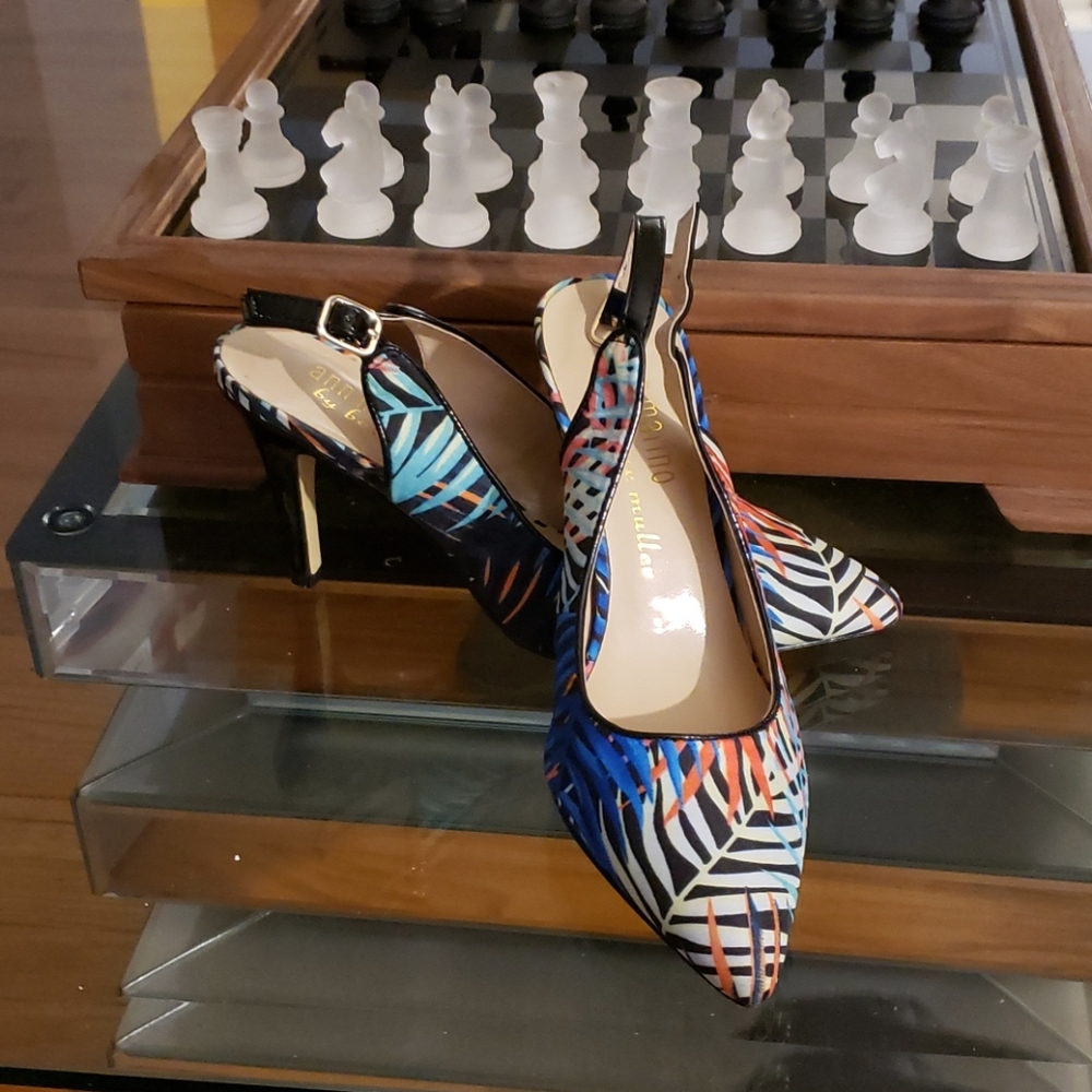 Cute printed slingback heels